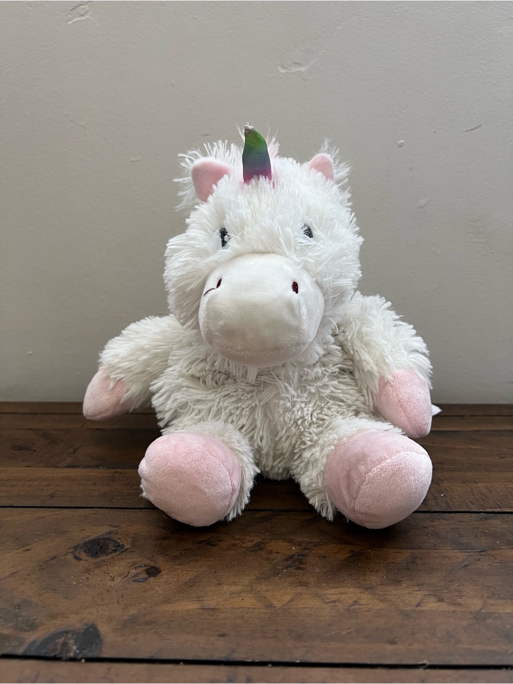 Warmies White and Pink Unicorn Plush with Rainbow Horn